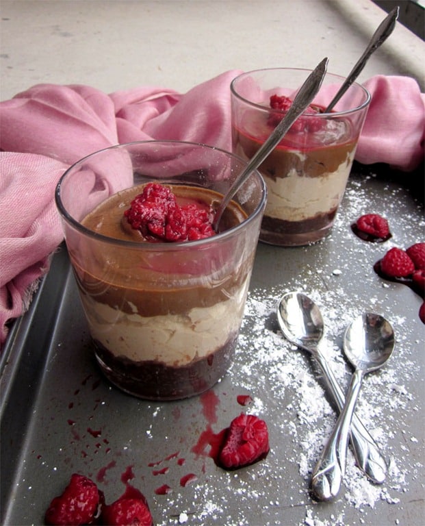 Vegan chocolate peanut butter parfaits
