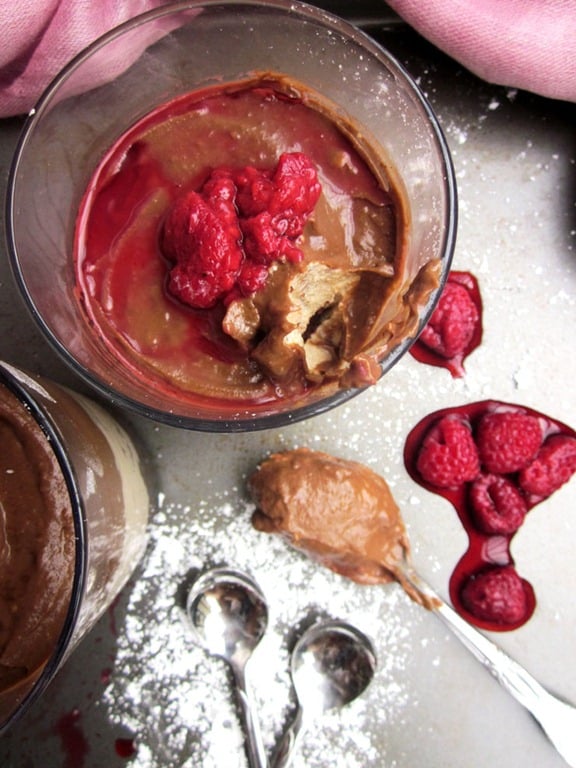 Vegan chocolate peanut butter parfaits