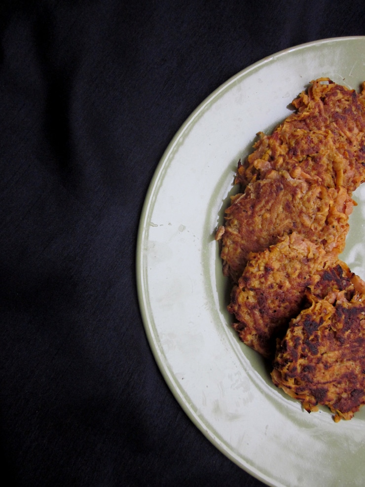 2-ingredient Sweet Potato Fritters: on a Plate