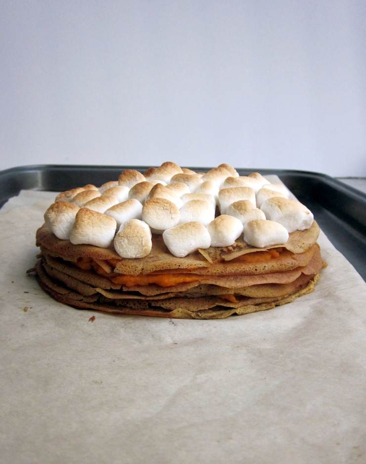 Sweet Potato Casserole Crepe Cake