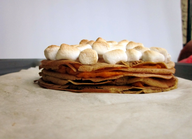 Sweet Potato Casserole Crepe Cake