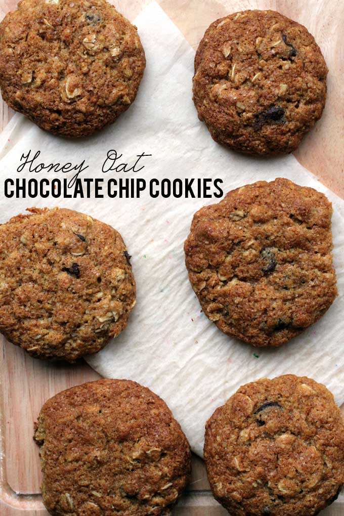 Honey Oat Chocolate Chip Cookies // The Pancake Princess