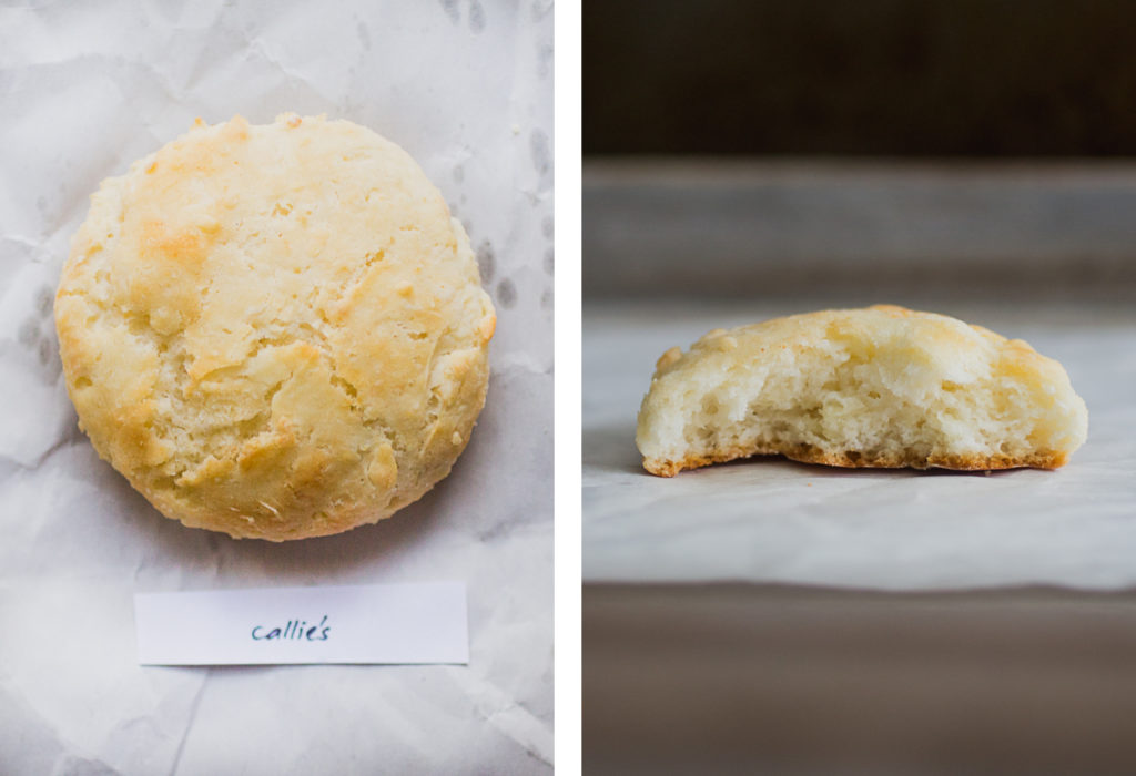 Overhead view and cross section of Callie's biscuit recipe for best biscuit recipe bake off