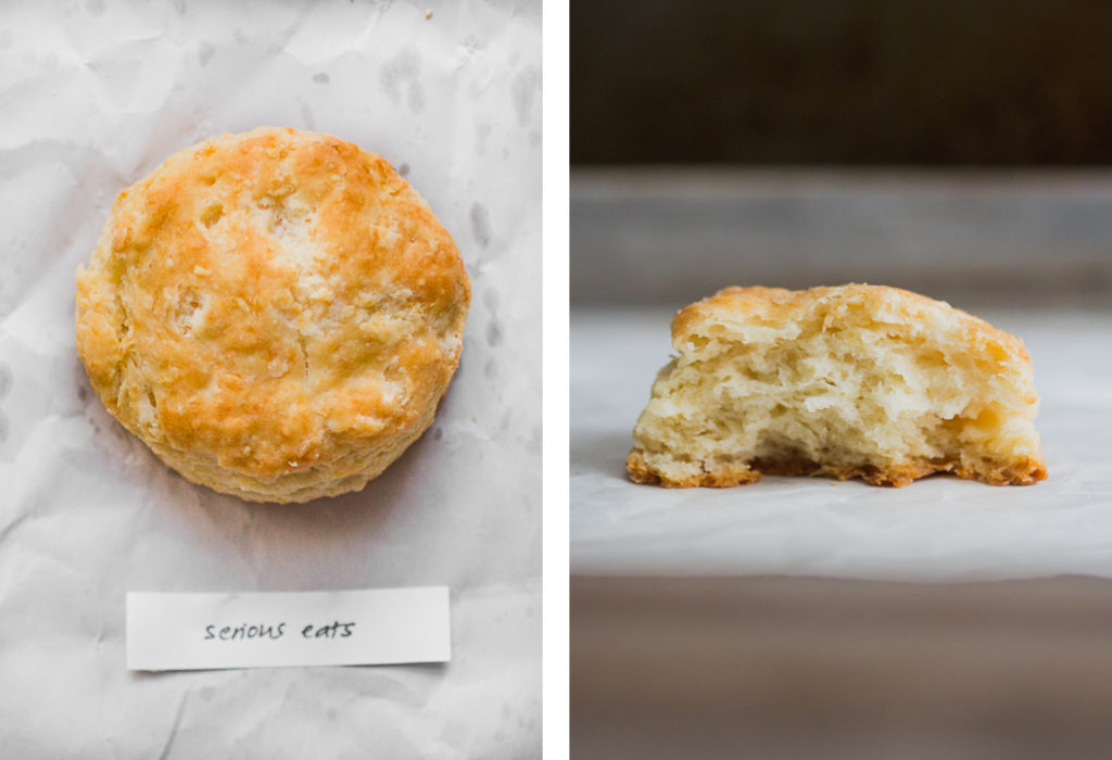 overhead view and cross section of serious eats biscuit recipe for best biscuit recipe bake off