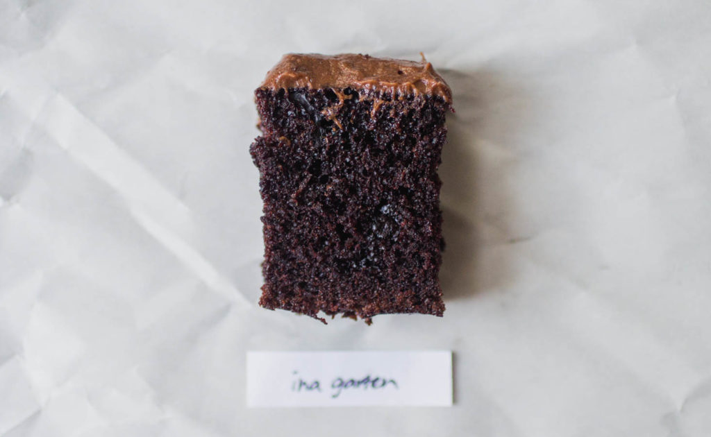 Ina Garten chocolate cake with chocolate frosting.