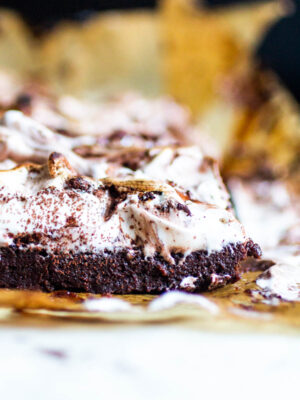 Flourless chocolate cake with aquafaba meringue.