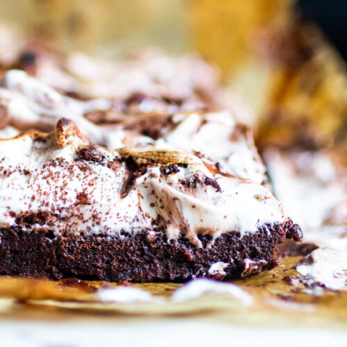 Flourless chocolate cake with aquafaba meringue.