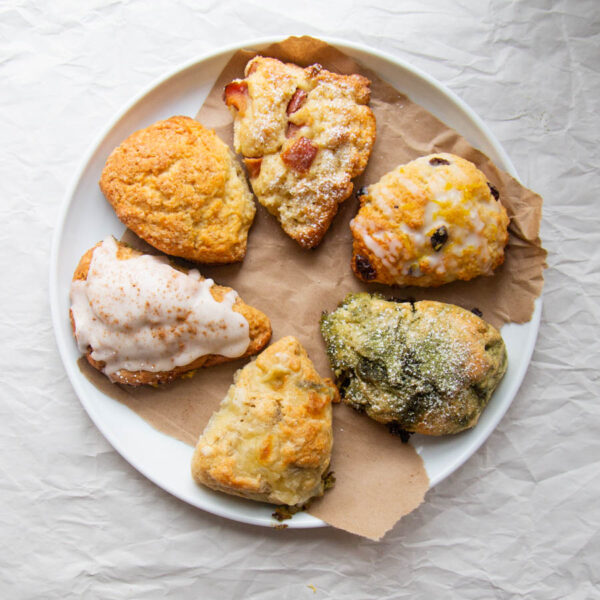 six the musical scones on a plate