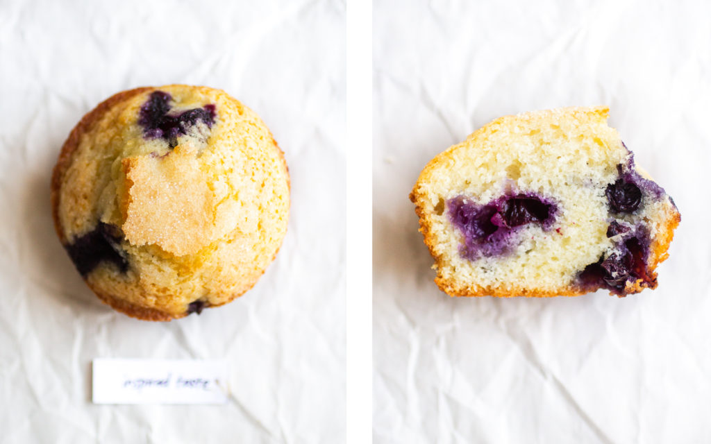 inspired taste blueberry muffins overhead view and cross section