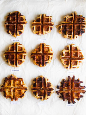 9 liege waffles on a white background