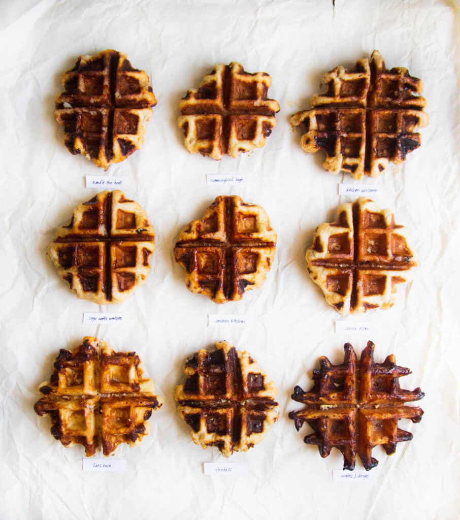 9 liege waffles on a white background