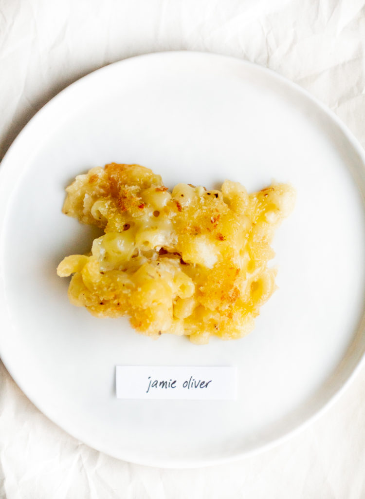 mac and cheese on a white plate