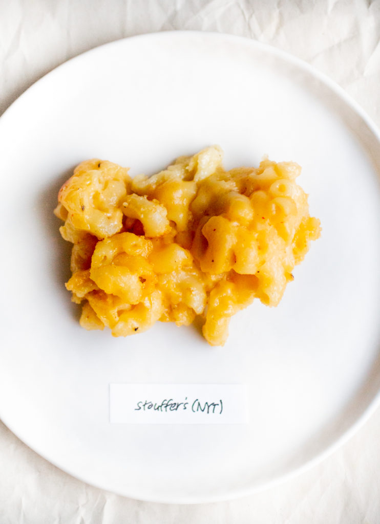 stouffer's mac and cheese on a white plate