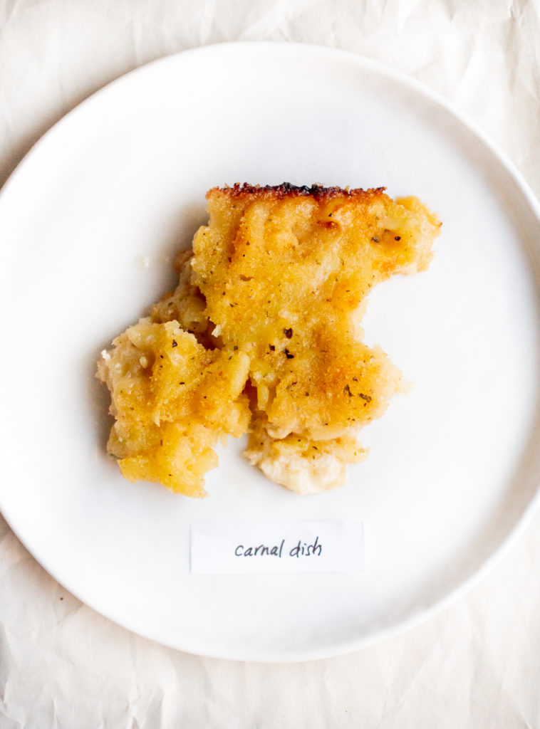 mac and cheese on a white plate