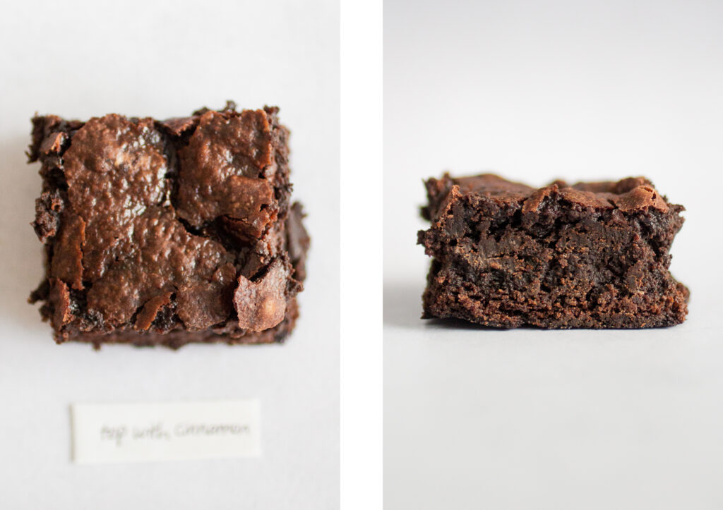 top with cinnamon vegan brownies.