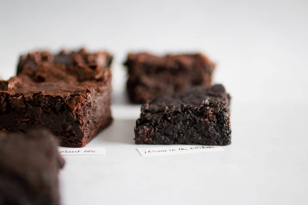 vegan brownie on a white background