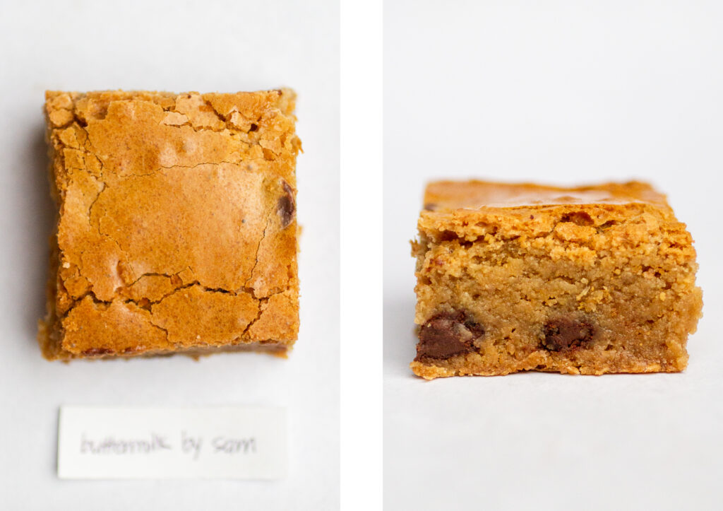 buttermilk by sam blondie top view next to a cross section view.