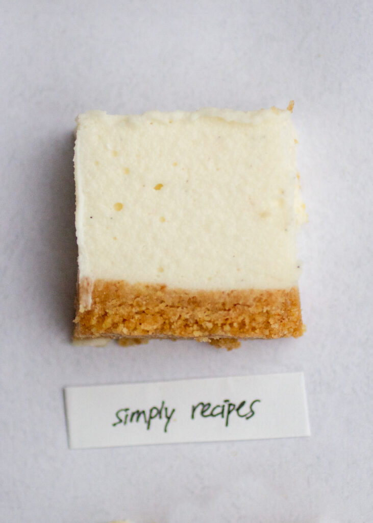simply recipes no-bake cheesecake on a gray background.