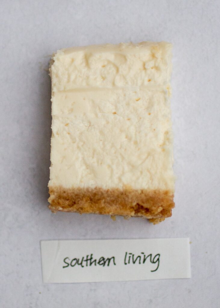 southern living no-bake cheesecake on a gray background