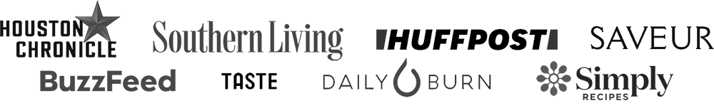 An image showing icons for various publications like Southern Living, Huffington Post and Daily Burn.