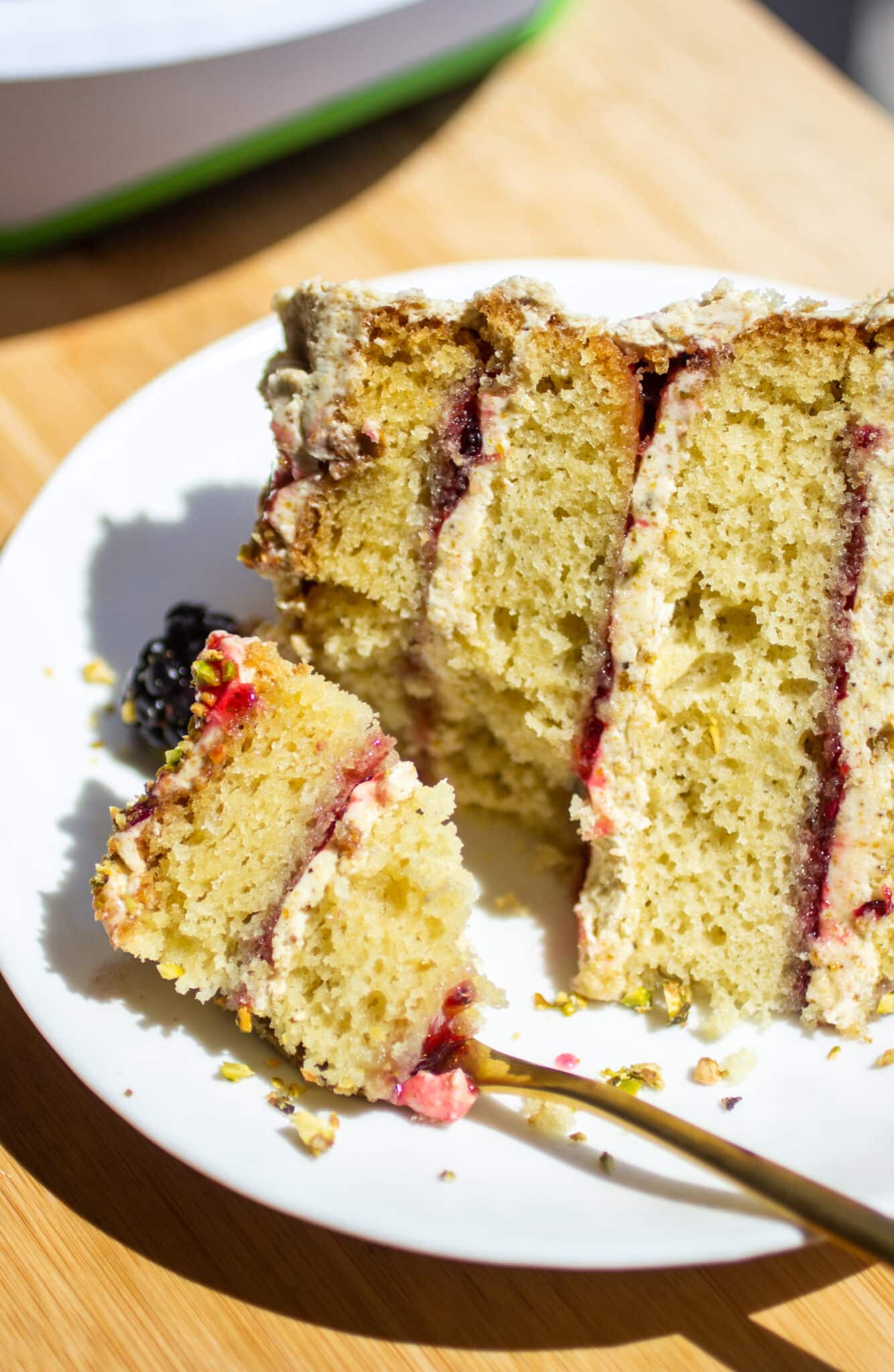 Olive Oil Pistachio Blackberry Cake-image
