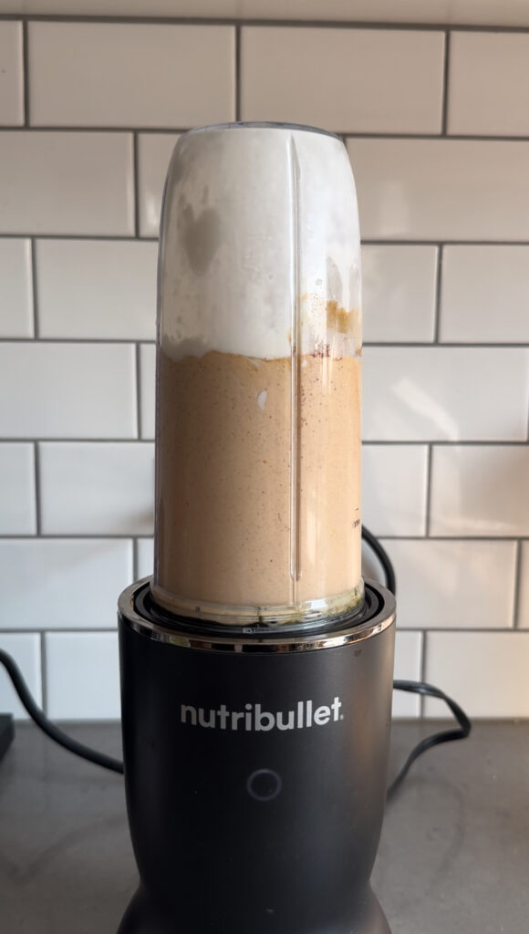 Pumpkin cottage cheese cheesecake in a blender.