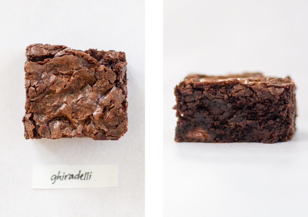 Ghiradelli triple chocolate box mix brownies.