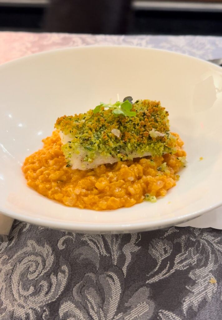 Fish with a pecorino breadcrumb coating.