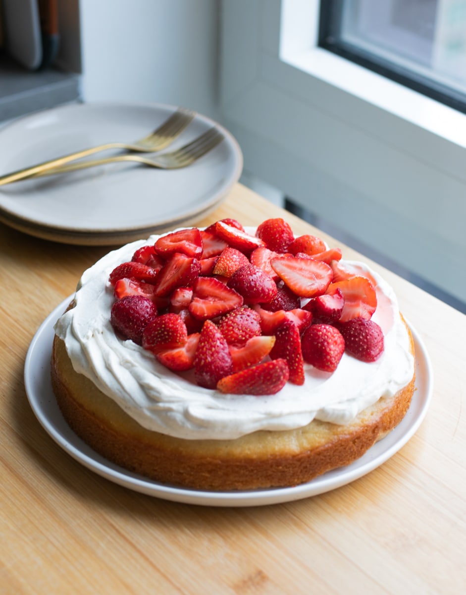 Corn Cake with Strawberries