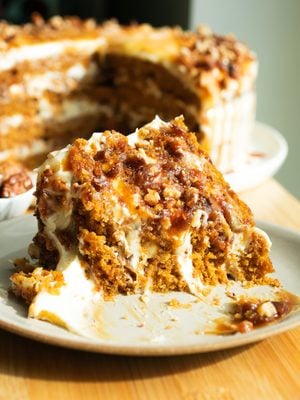 Pumpkin Cake with Candied Walnuts