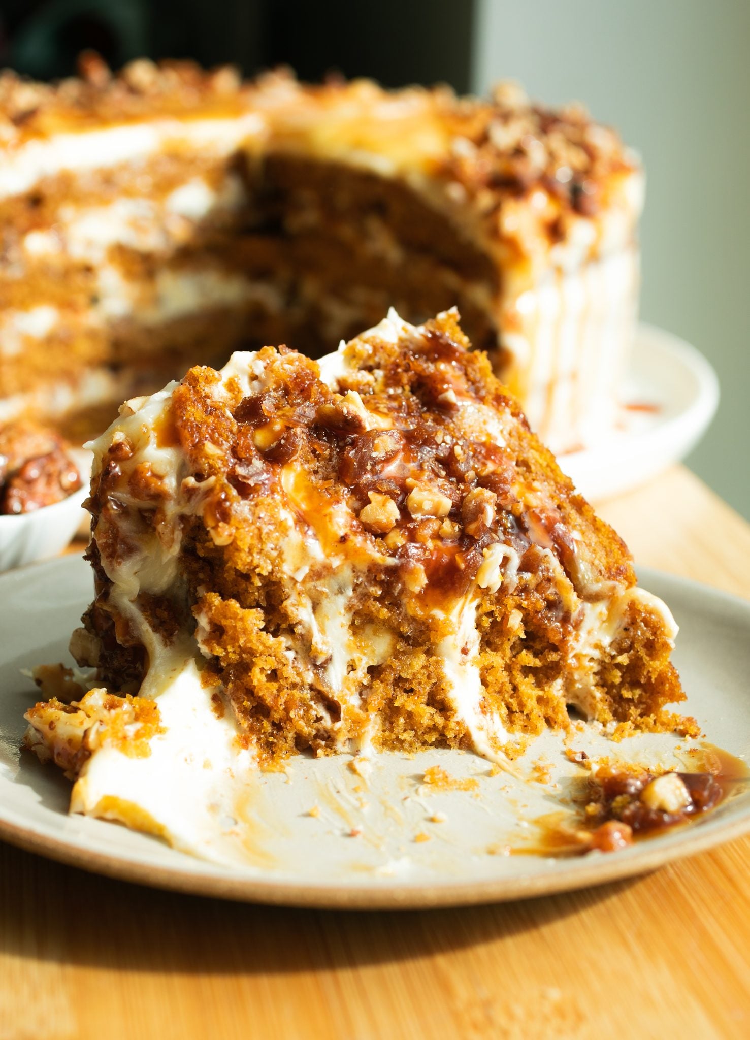 Pumpkin Cake with Candied Walnuts